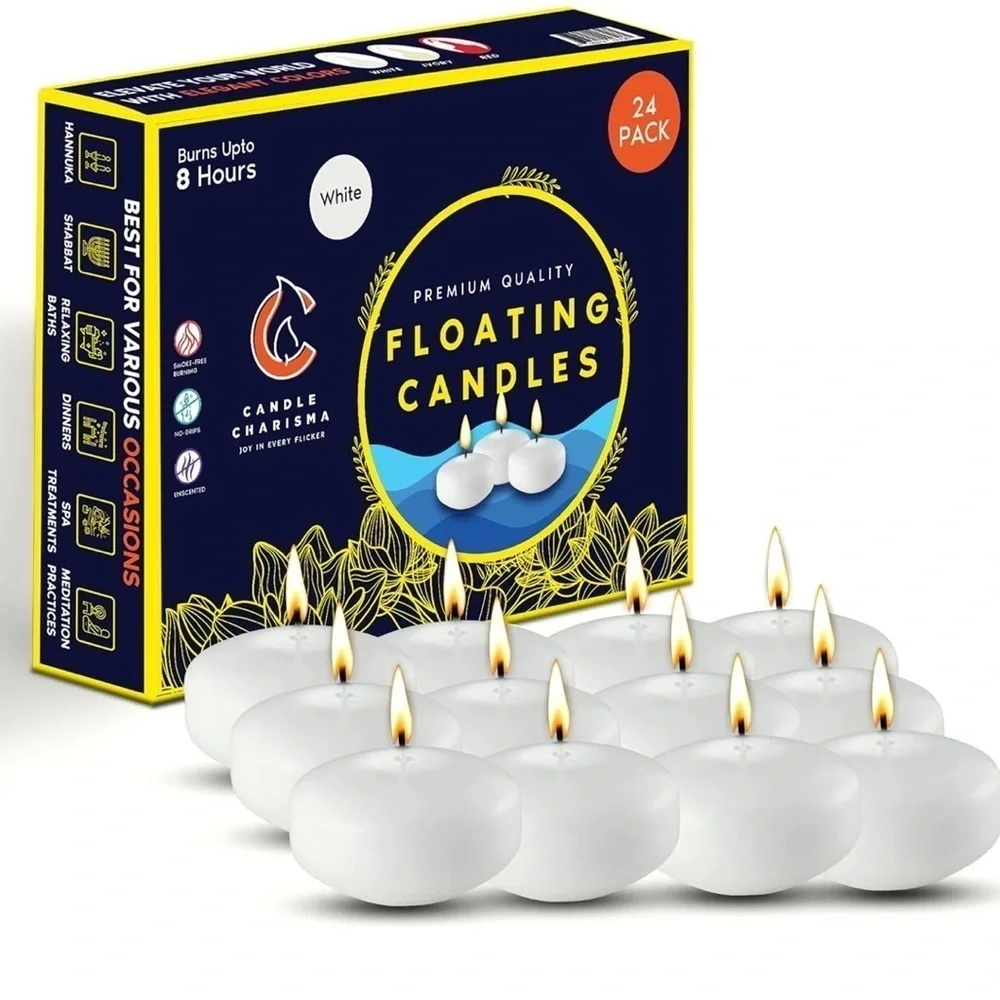 Charisma Premium White Floating Candles - 24 Pack (071)